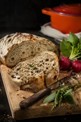Rustic Artisan Bread with Herbs and Radishes