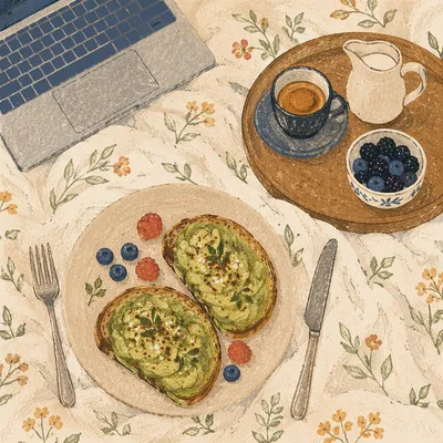 Cozy Avocado Toast Brunch Flat Lay