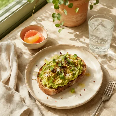 Sunlit Avocado Toast Brunch Table Scene