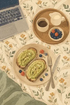 Cozy Avocado Toast Brunch Flat Lay