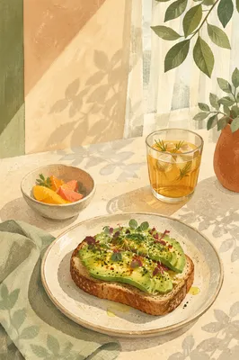 Sunlit Avocado Toast Brunch Table Scene