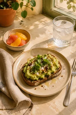 Sunlit Avocado Toast Brunch Table Scene