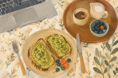Cozy Avocado Toast Brunch Flat Lay