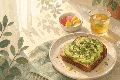 Sunlit Avocado Toast Brunch Table Scene