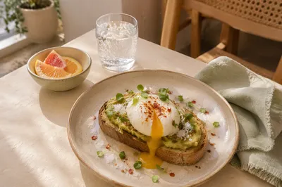 Sunlit Avocado Toast Brunch Table Scene