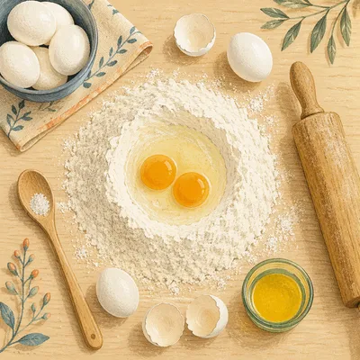Rustic Baking Ingredients Flat Lay