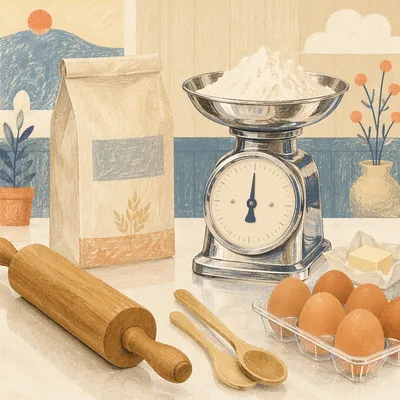Home Baking Ingredients on Bright Kitchen Counter