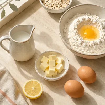 Rustic Baking Ingredients on Stone Counter