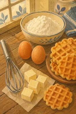Rustic Baking Ingredients on Wooden Counter