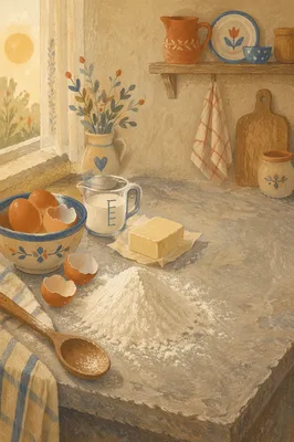 Cozy Baking Ingredients on Stone Counter
