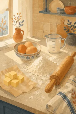 Cozy Baking Ingredients on Stone Counter