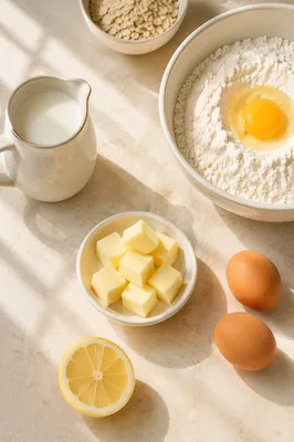 Rustic Baking Ingredients on Stone Counter