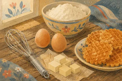Rustic Baking Ingredients on Wooden Counter