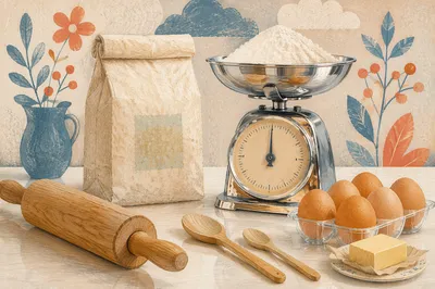 Home Baking Ingredients on Bright Kitchen Counter