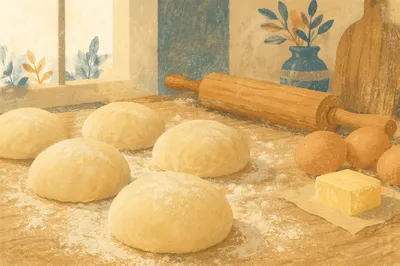 Rustic Baking Ingredients on Wooden Counter