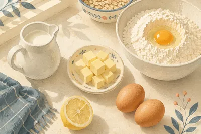 Overhead Baking Ingredients on Stone Counter