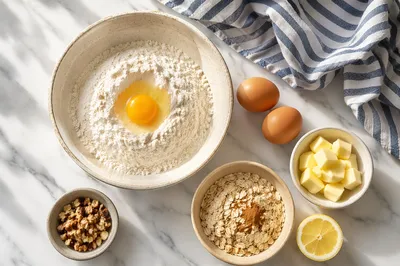 Home Baking Ingredients on Marble Counter