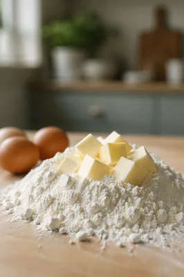 Homemade Baking Ingredients on Wooden Counter