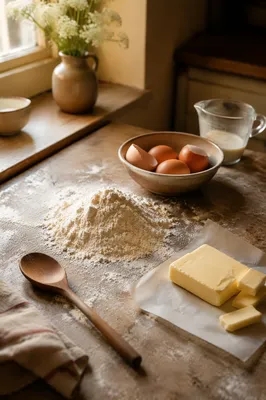 Cozy Baking Ingredients on Stone Counter