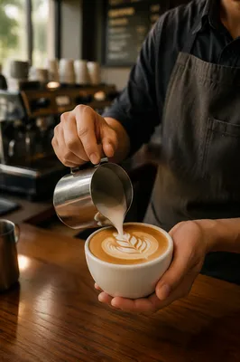 Barista Pouring Rosetta Latte Art