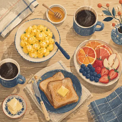Relaxed Weekend Breakfast Flat Lay