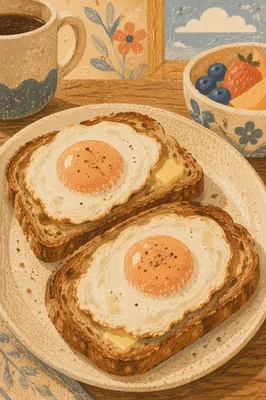 Cozy Overhead Breakfast Toast With Eggs