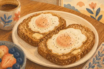 Cozy Overhead Breakfast with Eggs and Toast