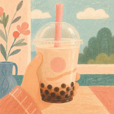 Pastel Bubble Tea Close Up Delight
