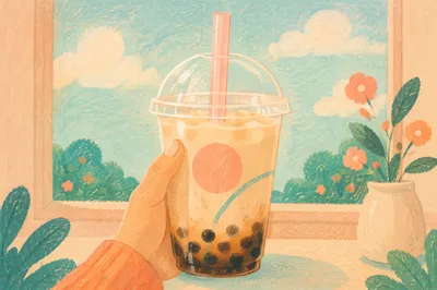 Pastel Bubble Tea Close-Up Delight