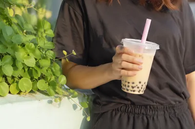 Pastel Bubble Tea Close-Up in Summer Light