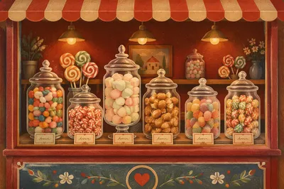 Colorful Candy Shop Jar Display