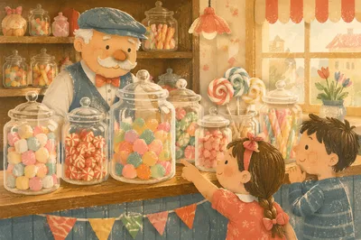 Vintage Candy Shop Jars in Sunlight