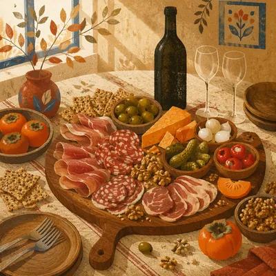 Rustic Charcuterie Board Autumn Table Spread