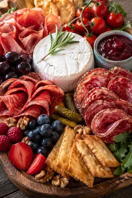 Rustic Charcuterie Board with Meat and Cheese