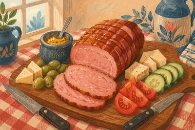 Rustic Charcuterie Board with Meat and Olives