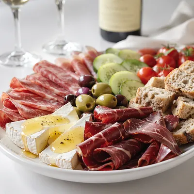 Elegant Charcuterie Platter With Wine Glasses