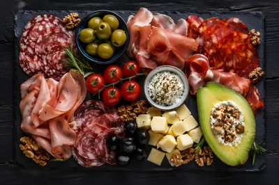 Rustic Charcuterie Board with Meats and Olives