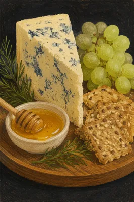 Artisanal Cheese Board with Grapes and Honey