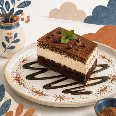 Elegant Chocolate Layer Cake on White Plate