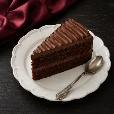Elegant Chocolate Cake Slice Dessert Still Life