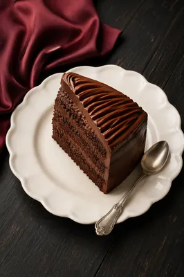 Elegant Chocolate Cake Slice Dessert Still Life