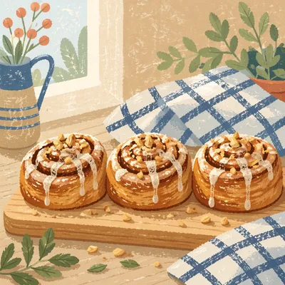 Fresh Cinnamon Rolls with Vanilla Icing Drizzle