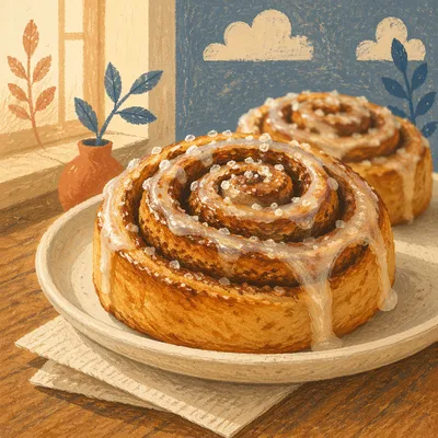 Fresh Cinnamon Rolls with Vanilla Icing Drizzle