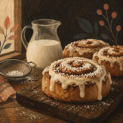 Fresh Cinnamon Rolls with Cream Icing