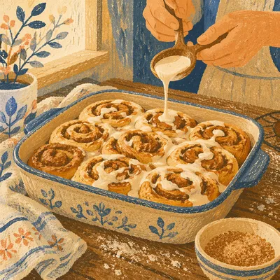 Freshly Baked Cinnamon Rolls with Icing