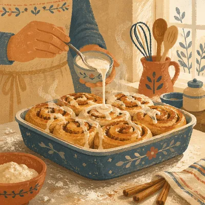 Freshly Baked Cinnamon Rolls with Icing