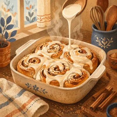 Freshly Baked Cinnamon Rolls with Icing