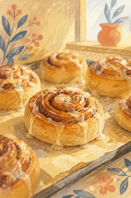 Freshly Baked Cinnamon Rolls with Icing Drizzle