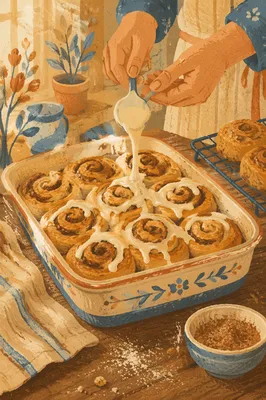 Freshly Baked Cinnamon Rolls with Icing