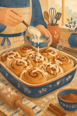 Freshly Baked Cinnamon Rolls with Icing